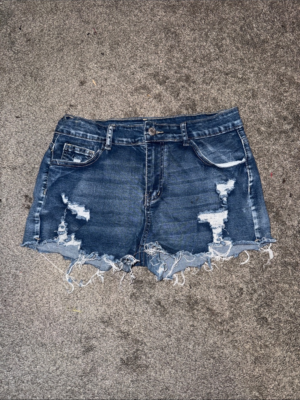 Women’s Distressed Denim Shorts - Dark Blue